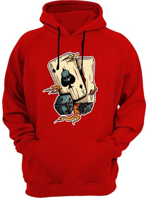 Maça Baskılı Kırmızı Sweatshirt