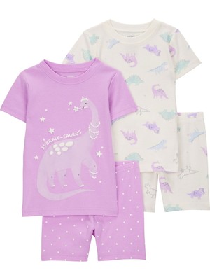 Küçük Kız Çocuk Pijama Set 4'lü Paket