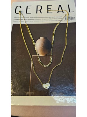 2'li Kalpli Gold Çelik Kolye