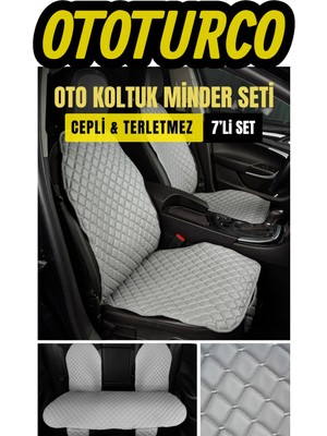Ergonomik,ortopedik,suni Deri Kapitoneli Lüks Ototurco Koltuk Kılıfı-Minderi (7li Tam Set)