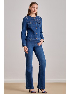Yandan Cepli Mavi Jean Pantolon