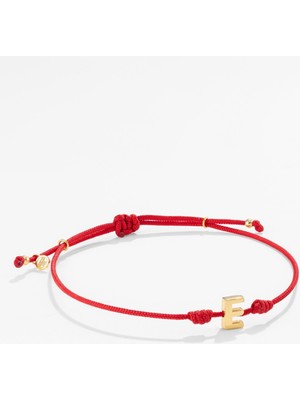 14 Ayar Altın Harfli Kırmızı Ipli Ikon Bileklik