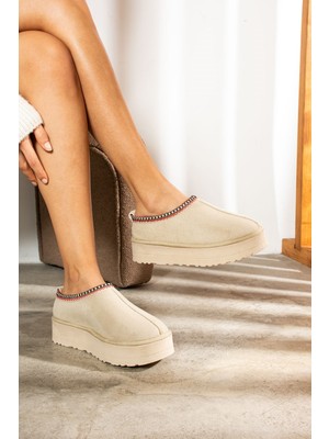 Nstil Kadın Yüksek Kalıntaban Desenli Süet Bootie Hafif 5 cm Düz Topuklu Şık Görünüm Sunar