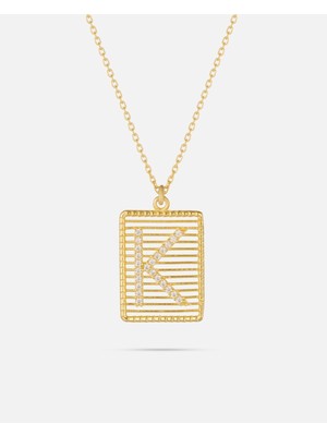 14 Ayar Altın Harfli Çerçeve Kolye