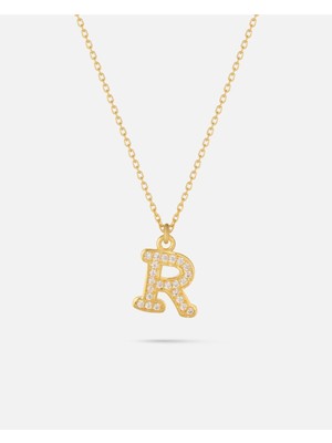 14 Ayar Altın Taşlı Harfli Kolye