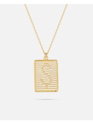 14 Ayar Altın Harfli Çerçeve Kolye