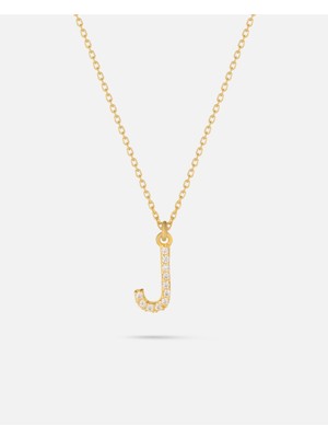 14 Ayar Altın Kişiye Özel Zirkon Taşlı Harf Kolye