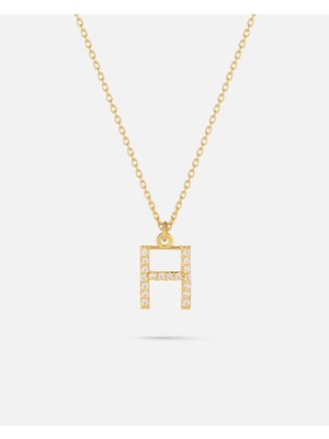 14 Ayar Altın Kişiye Özel Zirkon Taşlı Harf Kolye