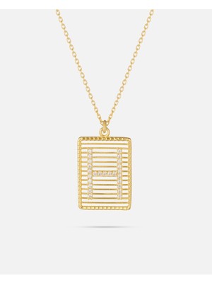 14 Ayar Altın Harfli Çerçeve Kolye