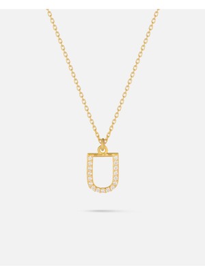 14 Ayar Altın Kişiye Özel Zirkon Taşlı Harf Kolye