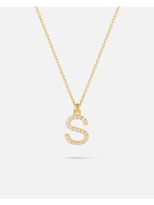 14 Ayar Altın Kişiye Özel Zirkon Taşlı Harf Kolye