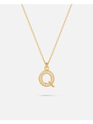 14 Ayar Altın Taşlı Harfli Kolye