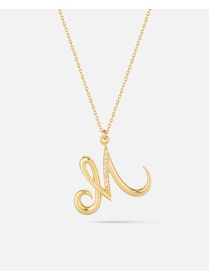 14 Ayar Kişiye Özel Zirkon Taşlı Harf Kolye