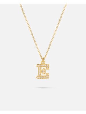 14 Ayar Altın Taşlı Harfli Kolye