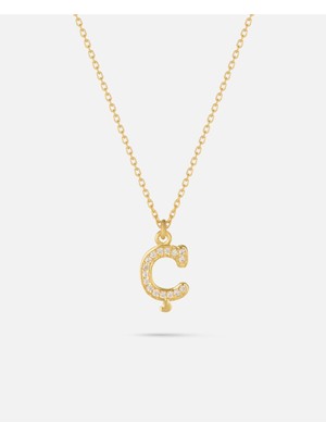 14 Ayar Altın Taşlı Harfli Kolye