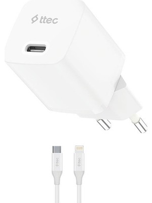 Ttec Smartcharger Gan 30W Pd Seyahat Hızlı Şarj Aleti + Usb-C - Lightning 150CM Kablo 2SCG30LB