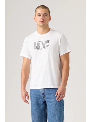 Levi's Erkek Baskılı Bisiklet Yaka Relaxed Fit Beyaz T-Shirt - A2082-0294