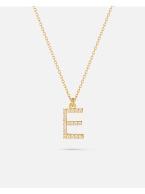 14 Ayar Altın Kişiye Özel Zirkon Taşlı Harf Kolye