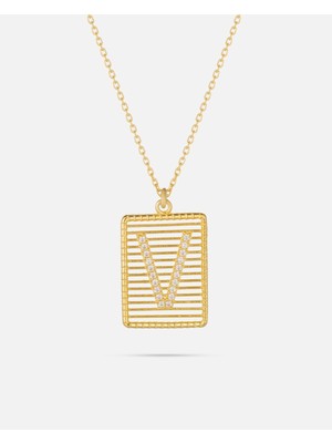 14 Ayar Altın Harfli Çerçeve Kolye
