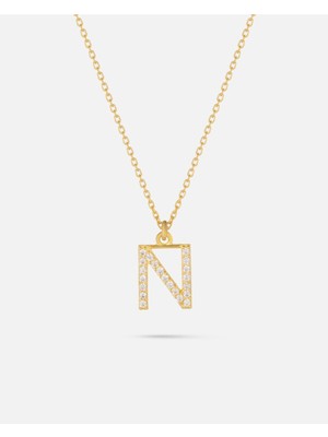 14 Ayar Altın Kişiye Özel Zirkon Taşlı Harf Kolye