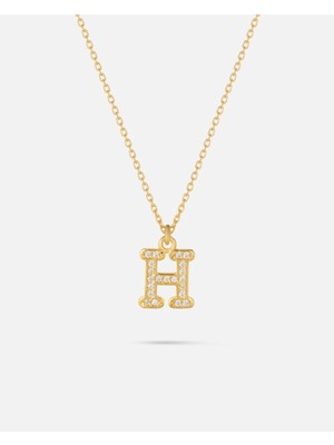 14 Ayar Altın Taşlı Harfli Kolye