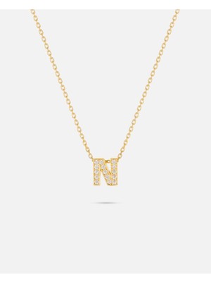 14 Ayar Altın Üç Boyutlu Harfli Kolye