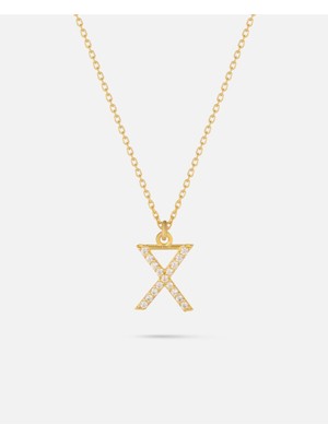 14 Ayar Altın Kişiye Özel Zirkon Taşlı Harf Kolye