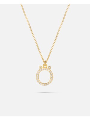 14 Ayar Altın Kişiye Özel Zirkon Taşlı Harf Kolye