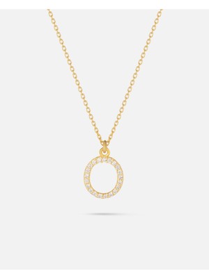 14 Ayar Altın Kişiye Özel Zirkon Taşlı Harf Kolye