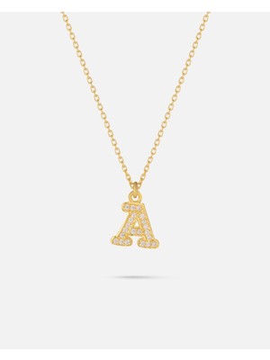14 Ayar Altın Taşlı Harfli Kolye