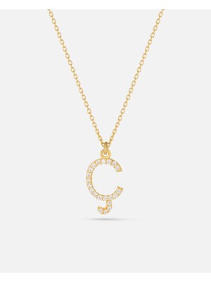 14 Ayar Altın Kişiye Özel Zirkon Taşlı Harf Kolye