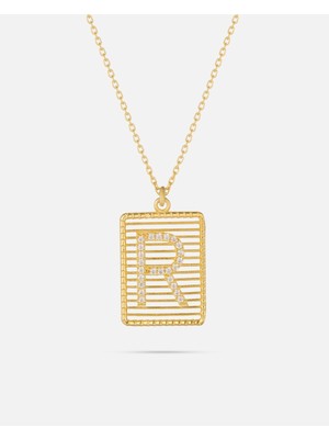 14 Ayar Altın Harfli Çerçeve Kolye