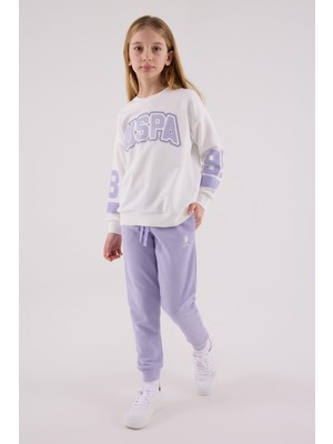 U.S. Polo Assn. U.S. Polo Assn Kız İkili Takım Beyaz 3 İplik Şardonlu Kumaş 7-8 Yaş Lastikli Paça Özelliği