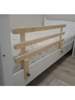 Doğal Ahşap Bebek Çocuk Yatak Koruma Bariyeri Korkuluk Beşik Korkuluğu 90X45