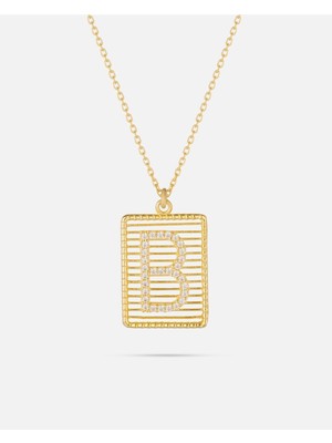 14 Ayar Altın Harfli Çerçeve Kolye