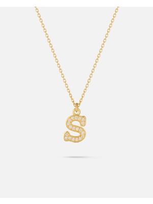 14 Ayar Altın Taşlı Harfli Kolye