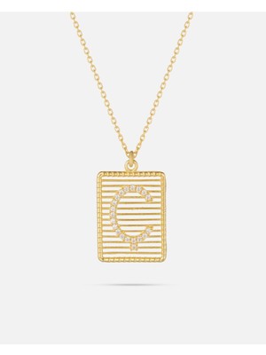 14 Ayar Altın Harfli Çerçeve Kolye