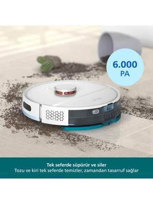 Philips 2000 Serisi Robot Süpürge, Islak ve Kuru Temizlik, LDS Radar Teknolojisi, Otomatik Boşaltma İstasyonu, HomeRun, Beyaz, XU2100/25