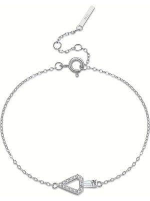 Minimalist Üçgen Baget Detaylı 925 Ayar Kadın Gümüş Bileklik