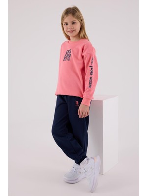 U.S. Polo Assn. U.S. Polo Assn US2308 - Somon Neon Pembe Kız Eşofman Takımı 14-15 Yaş 3 İplik Şardonlu Lastikli Paça
