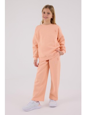 U.S. Polo Assn. U.S. Polo Assn Kız Eşofman Takımı Vizon Renk 3 İplik Şardonlu 4-5 Yaş Kadın Sezonluk Tasarım