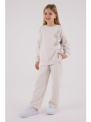 U.S. Polo Assn. Kız İkili Takım Taş Renk 3 İplik Şardonlu Kumaş Lastikli Paça 10-11 Yaş