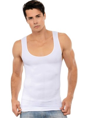 Erkek Beyaz 1 Beden Küçük Gösteren Toparlayıcı Korse Atlet