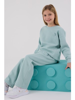 U.S. Polo Assn. Kız İkili Takım Vizon Renk 3 İplik Şardonlu Kumaş Boru Paça