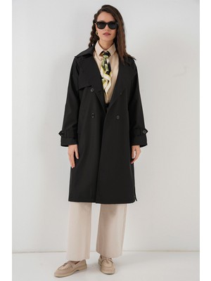Hiccup Kadın BDART Düğmeli Astarlı Trençkot Siyah