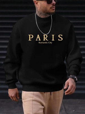 Demir Grup cc Erkek Uzun Kollu Bisiklet Yaka Paris Yazılı Iki Iplik Sweat