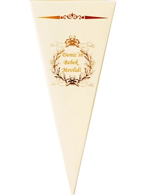 Mevlüt Külah Lokumluk Şekerlik Kutusu Gold Yaldızlı Krem Sünnet Bebek Söz Nişan Düğün (6*15CM) 25AD.