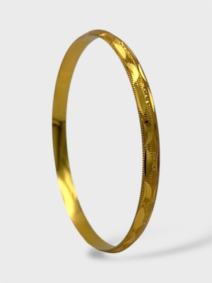 Çelik 22 Ayar Altın Kaplama Desenli Kalın Ajda Bilezik - 1 Adet