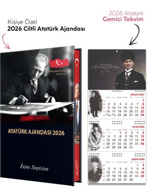 Kişiye Özel 2026 Atatürk Ciltli Ajanda ve Atatürk Gemici Takvim - Gazi