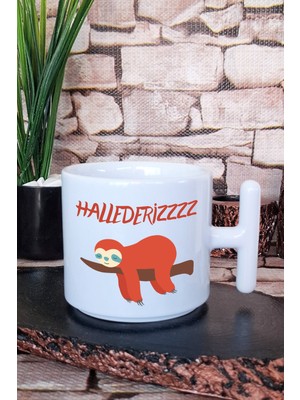 Hallederiz Koala Baskılı Hediyelik Eğlenceli T Kulplu Latte Fincanı Kupa Bardak
